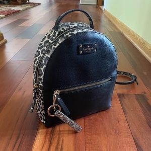 Kate Spade mini backpack black and leopard